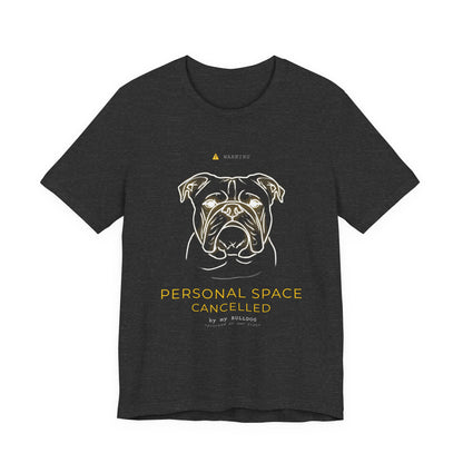 Personal Space Cancelled Bulldog T-Shirt — back view on model