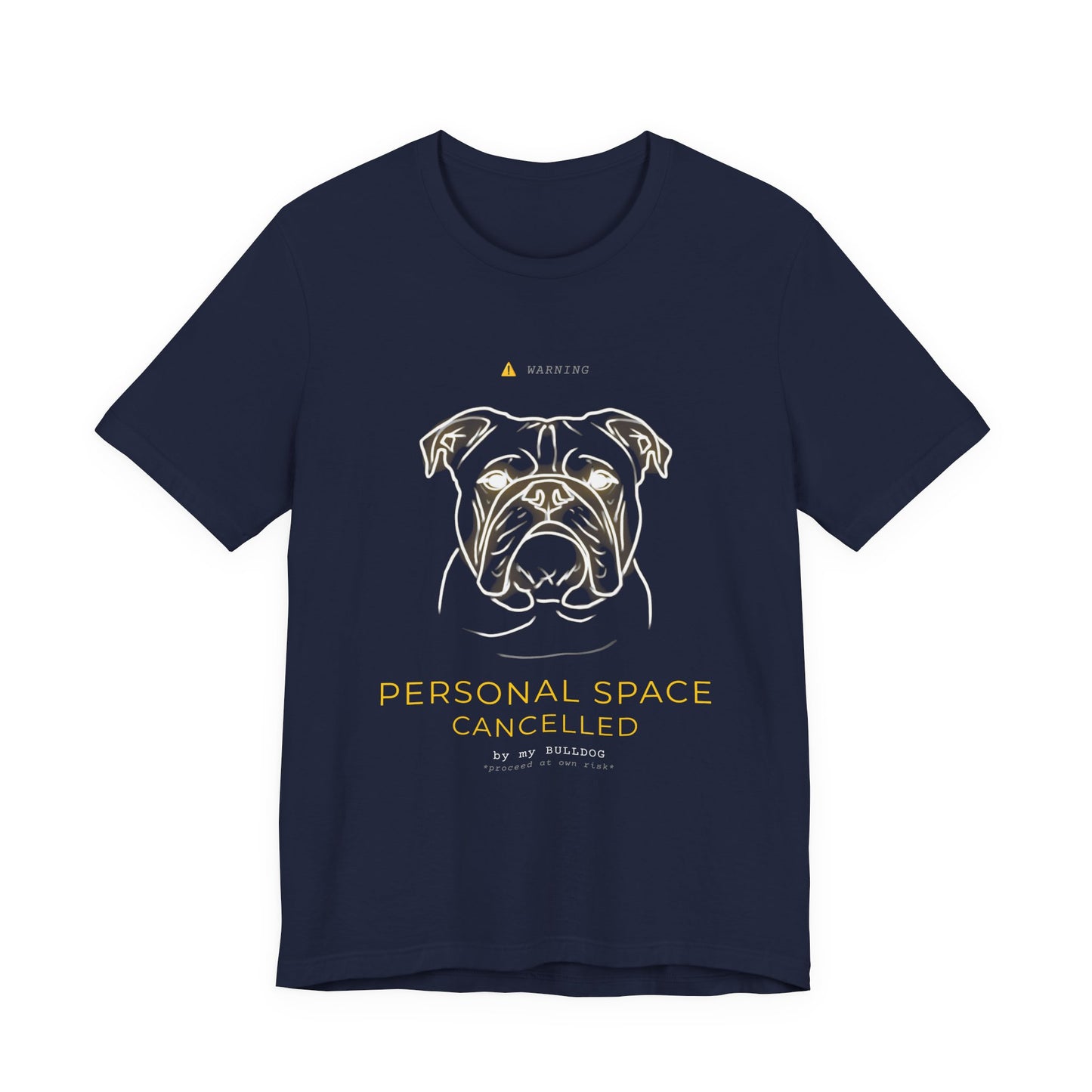 Personal Space Cancelled Bulldog T-Shirt — colour option, Dark Grey Heather