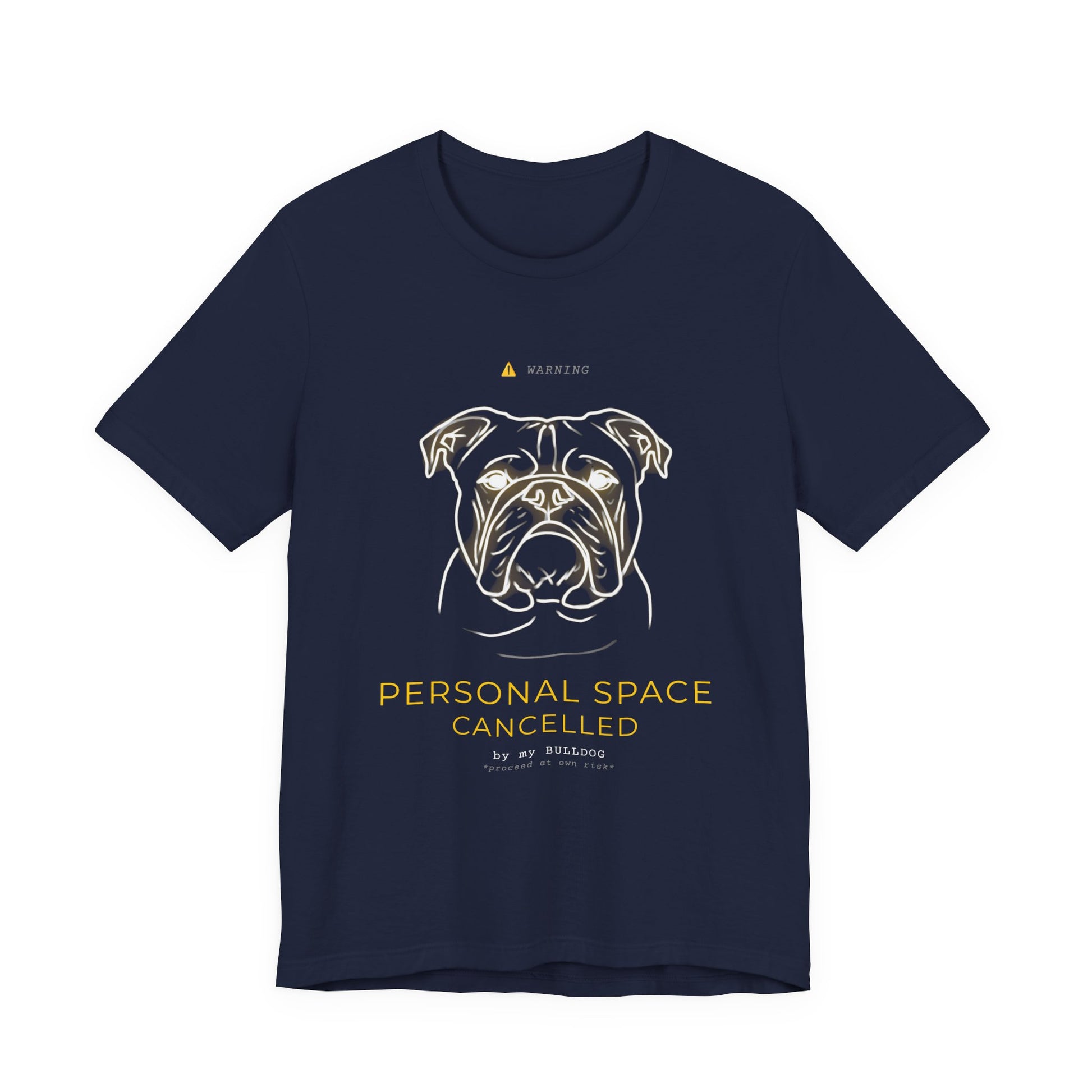 Personal Space Cancelled Bulldog T-Shirt — colour option, Dark Grey Heather