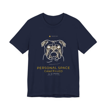 Personal Space Cancelled Bulldog T-Shirt — colour option, Dark Grey Heather