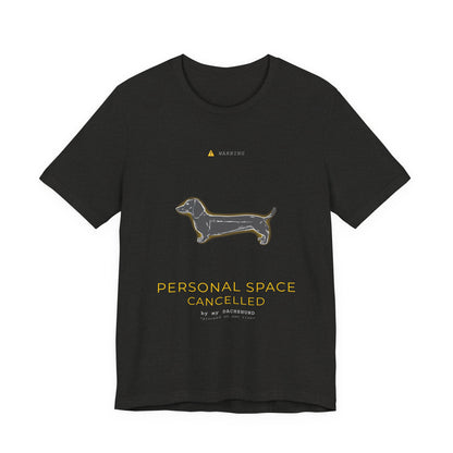 Personal Space Cancelled Dachshund T-Shirt — fabric and stitching detail