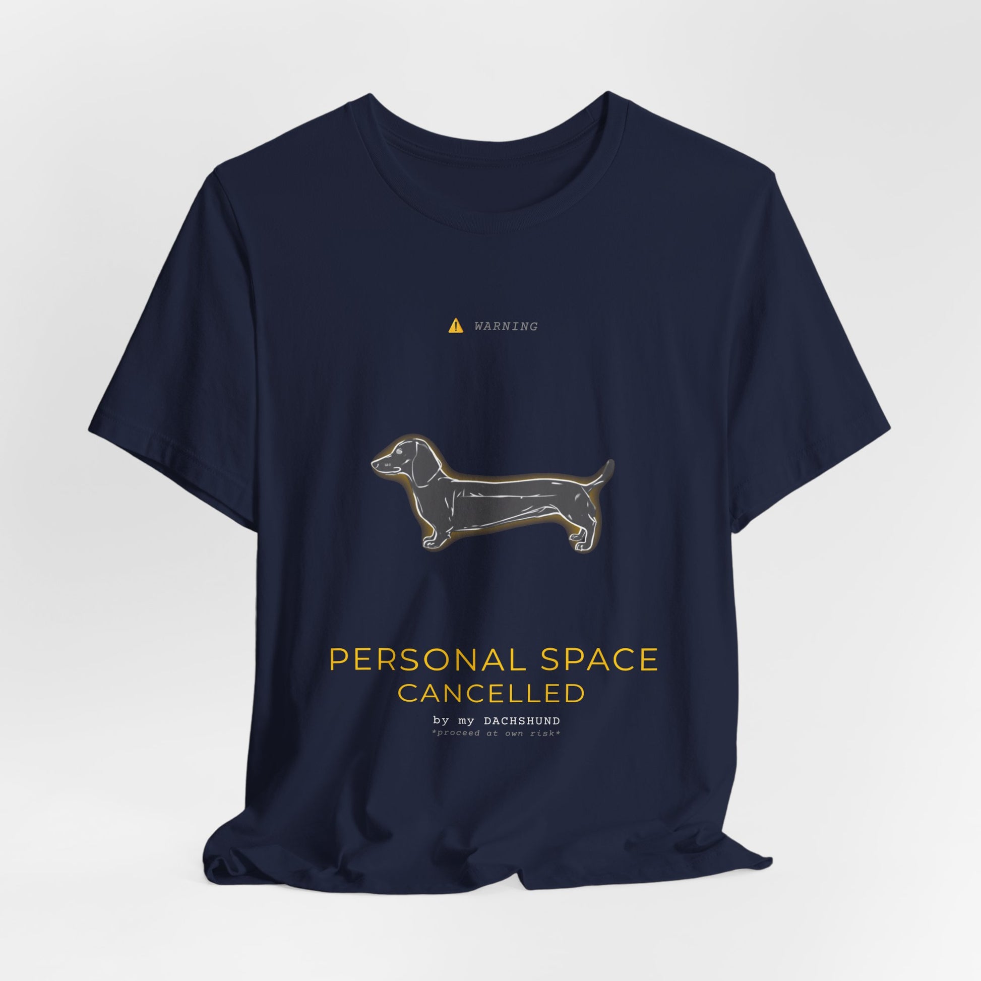 Personal Space Cancelled Dachshund T-Shirt — size chart