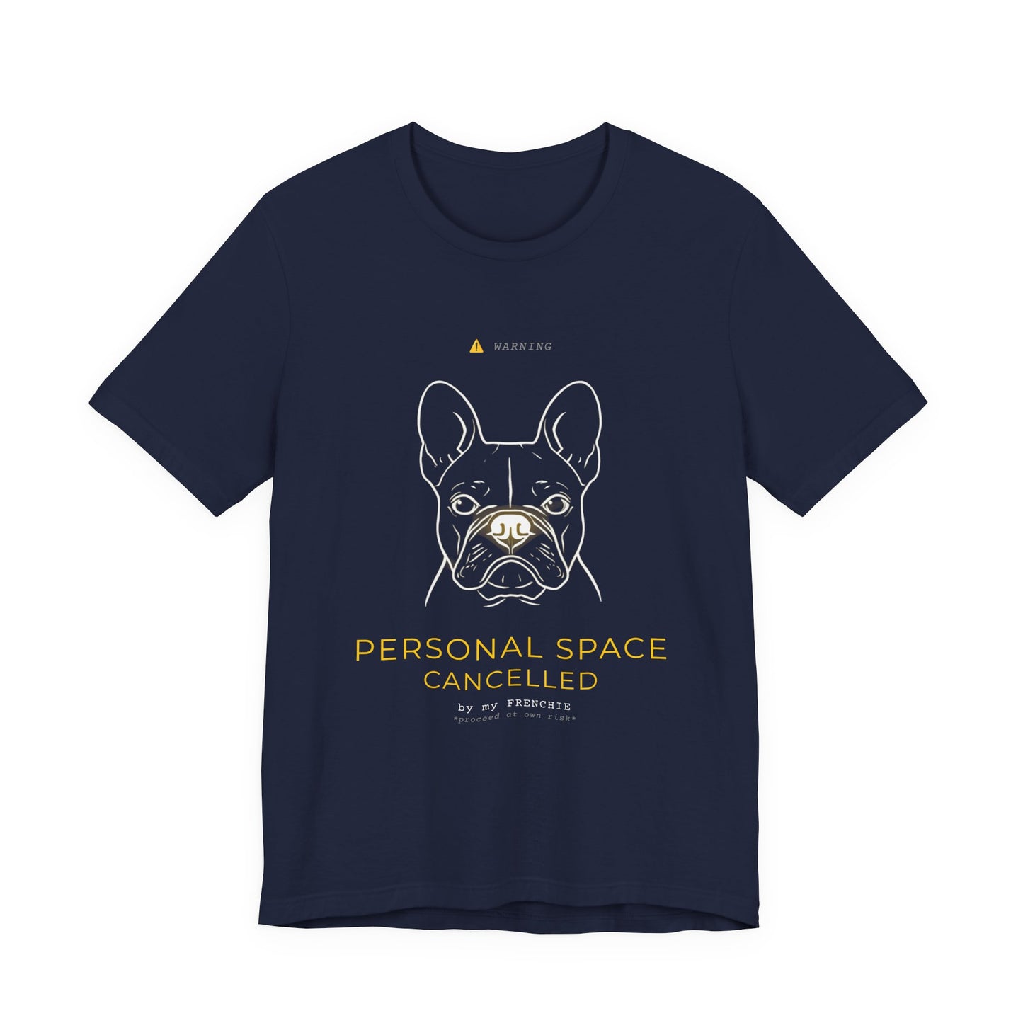 Personal Space Cancelled French Bulldog T-Shirt — colour option, Dark Grey Heather