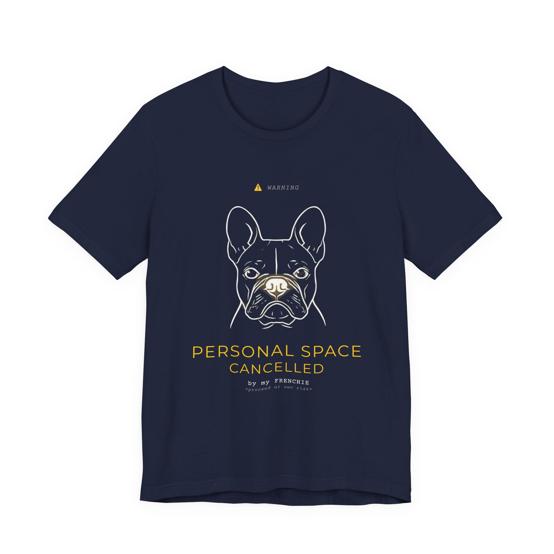Personal Space Cancelled French Bulldog T-Shirt — colour option, Dark Grey Heather