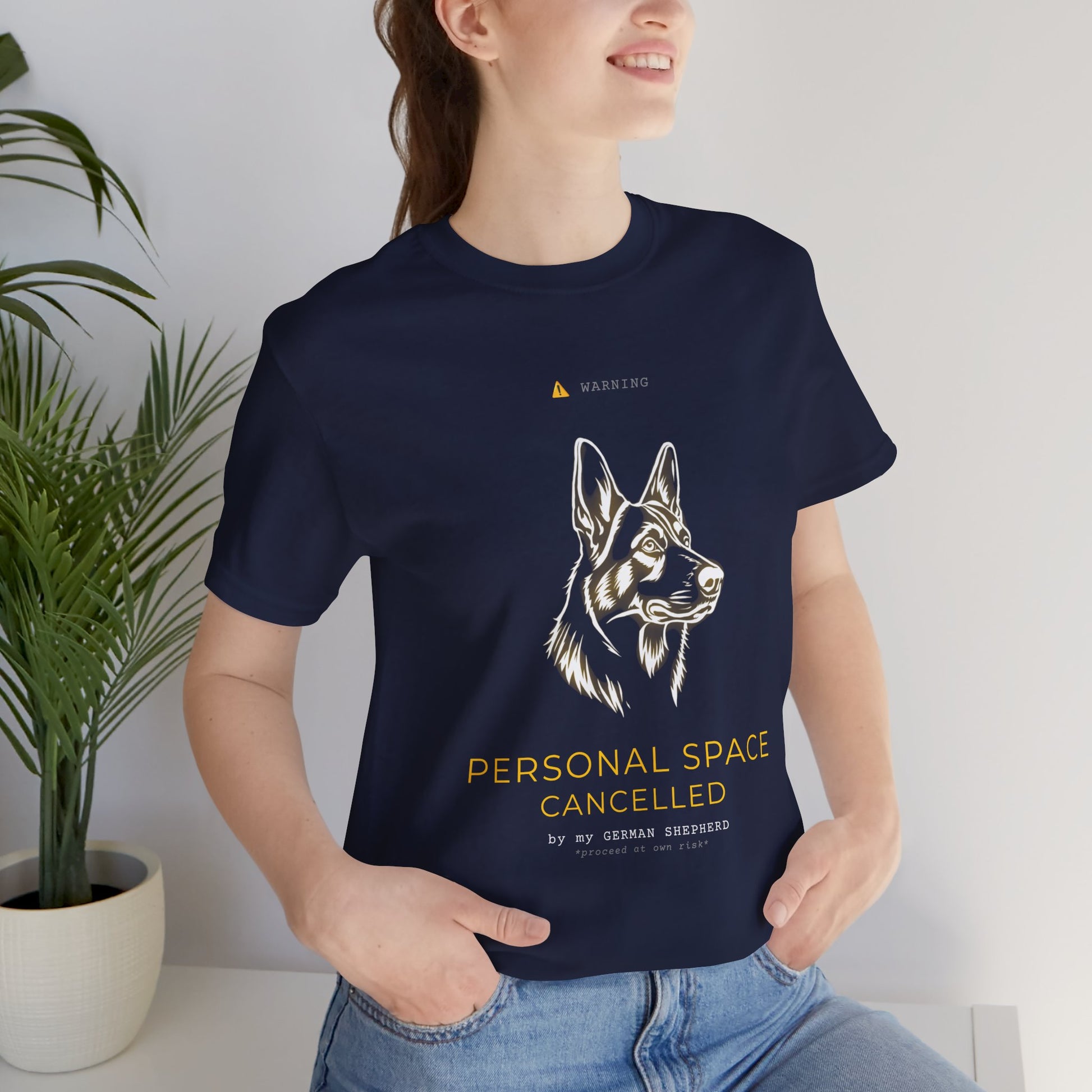 Personal Space Cancelled German Shepherd T-Shirt — flat lay product photo