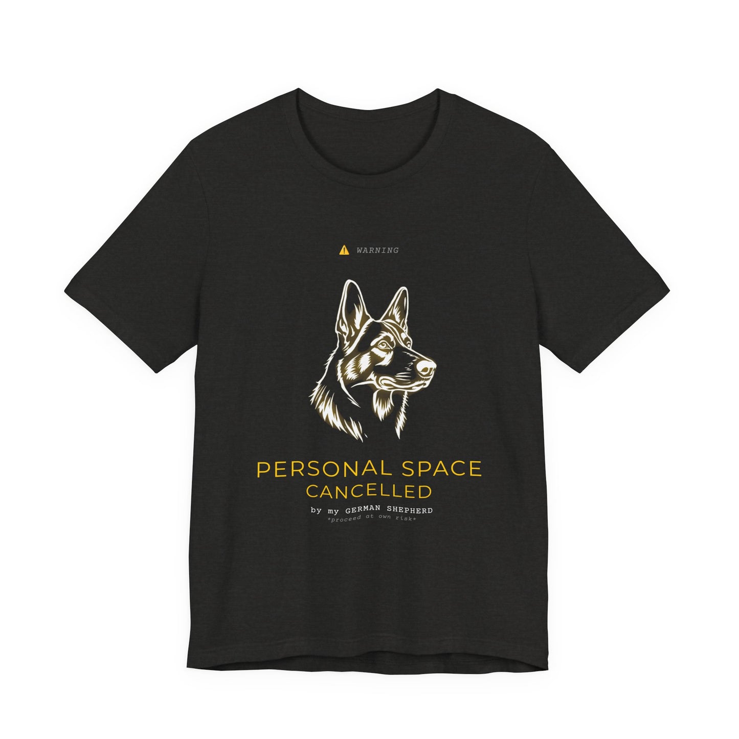 Personal Space Cancelled German Shepherd T-Shirt — fabric and stitching detail