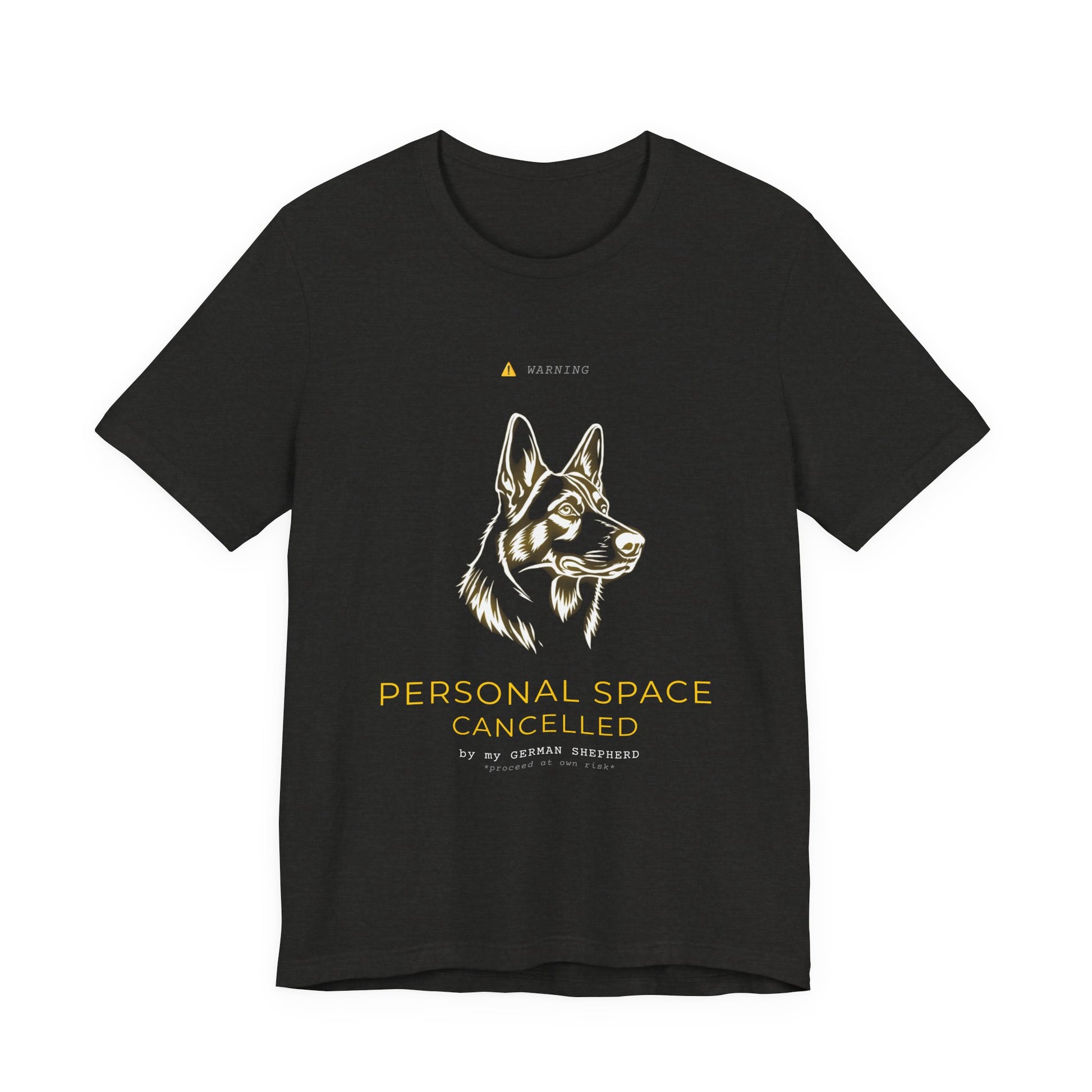 Personal Space Cancelled German Shepherd T-Shirt — fabric and stitching detail