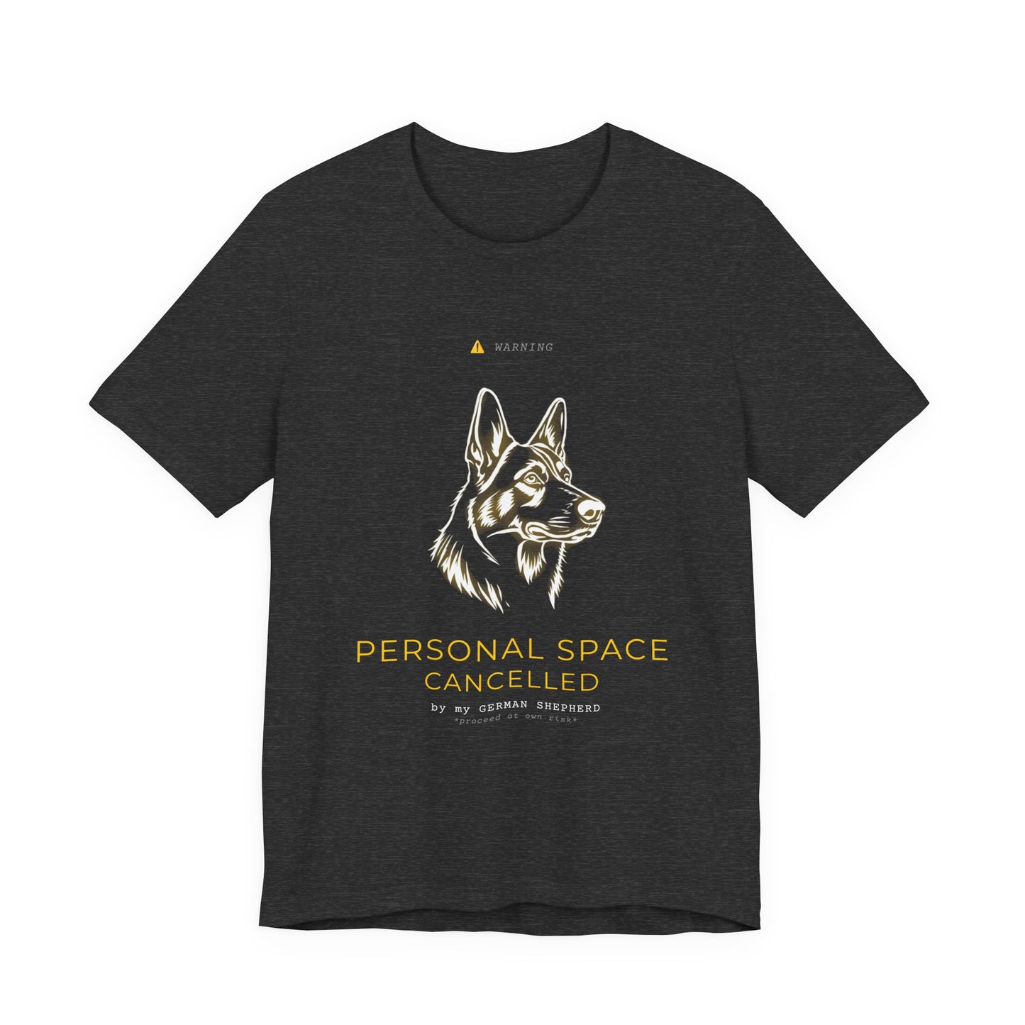Personal Space Cancelled German Shepherd T-Shirt — back view on model