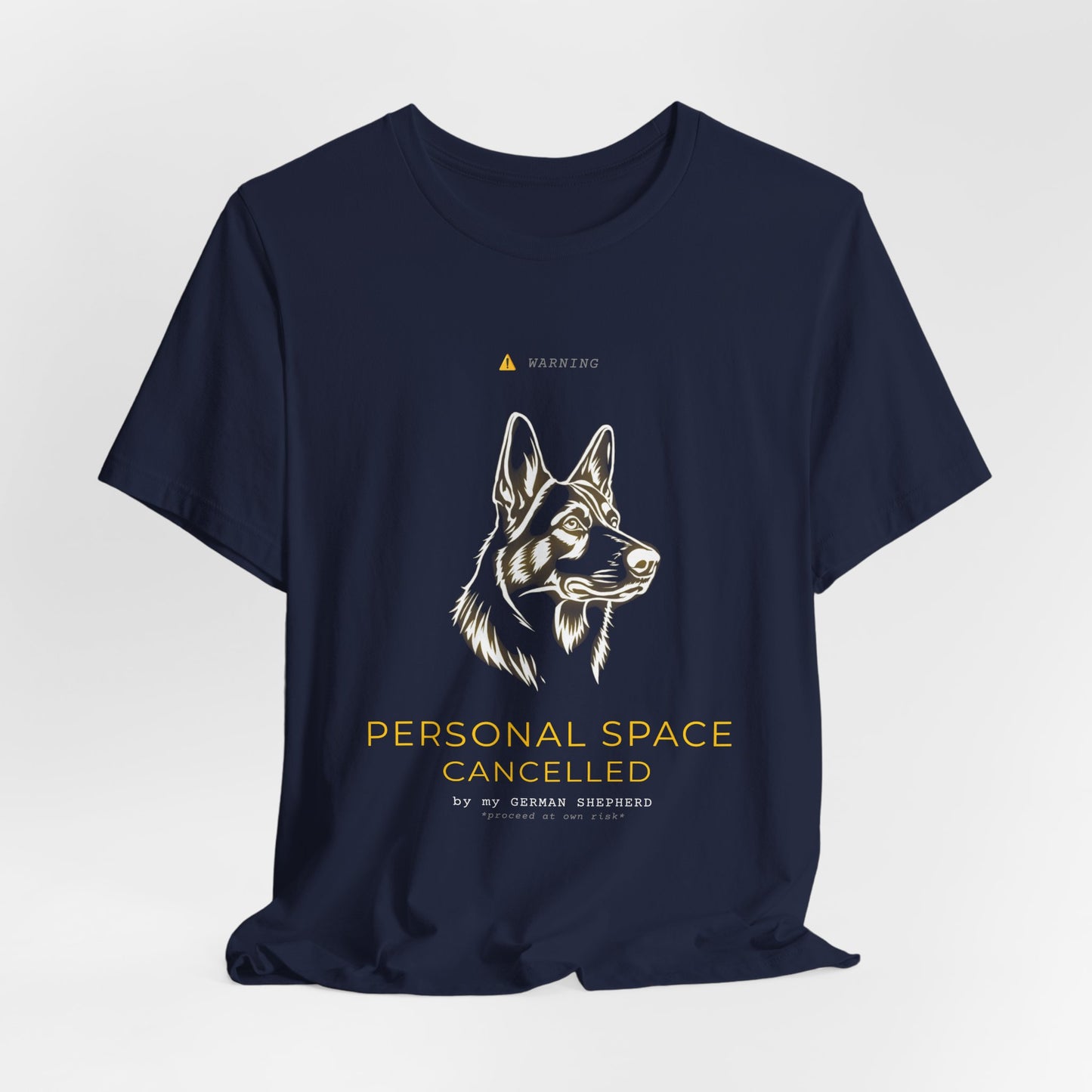 Personal Space Cancelled German Shepherd T-Shirt — size chart