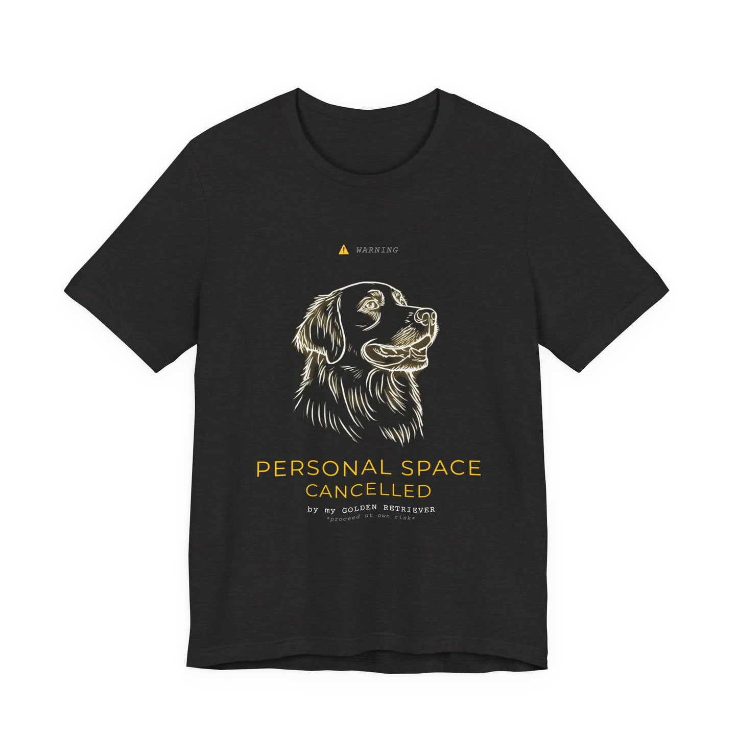 Personal Space Cancelled Golden Retriever T-Shirt — fabric and stitching detail