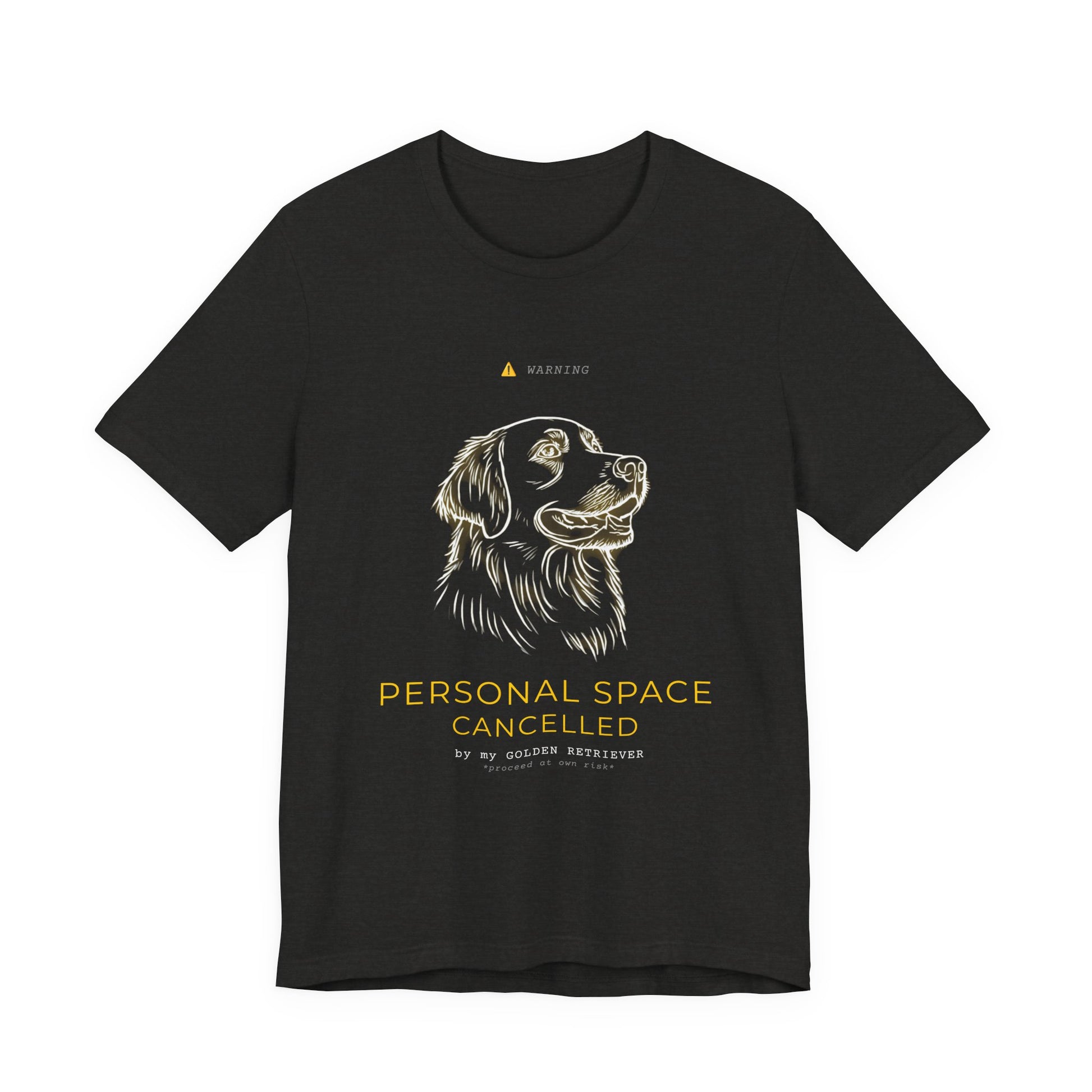 Personal Space Cancelled Golden Retriever T-Shirt — fabric and stitching detail