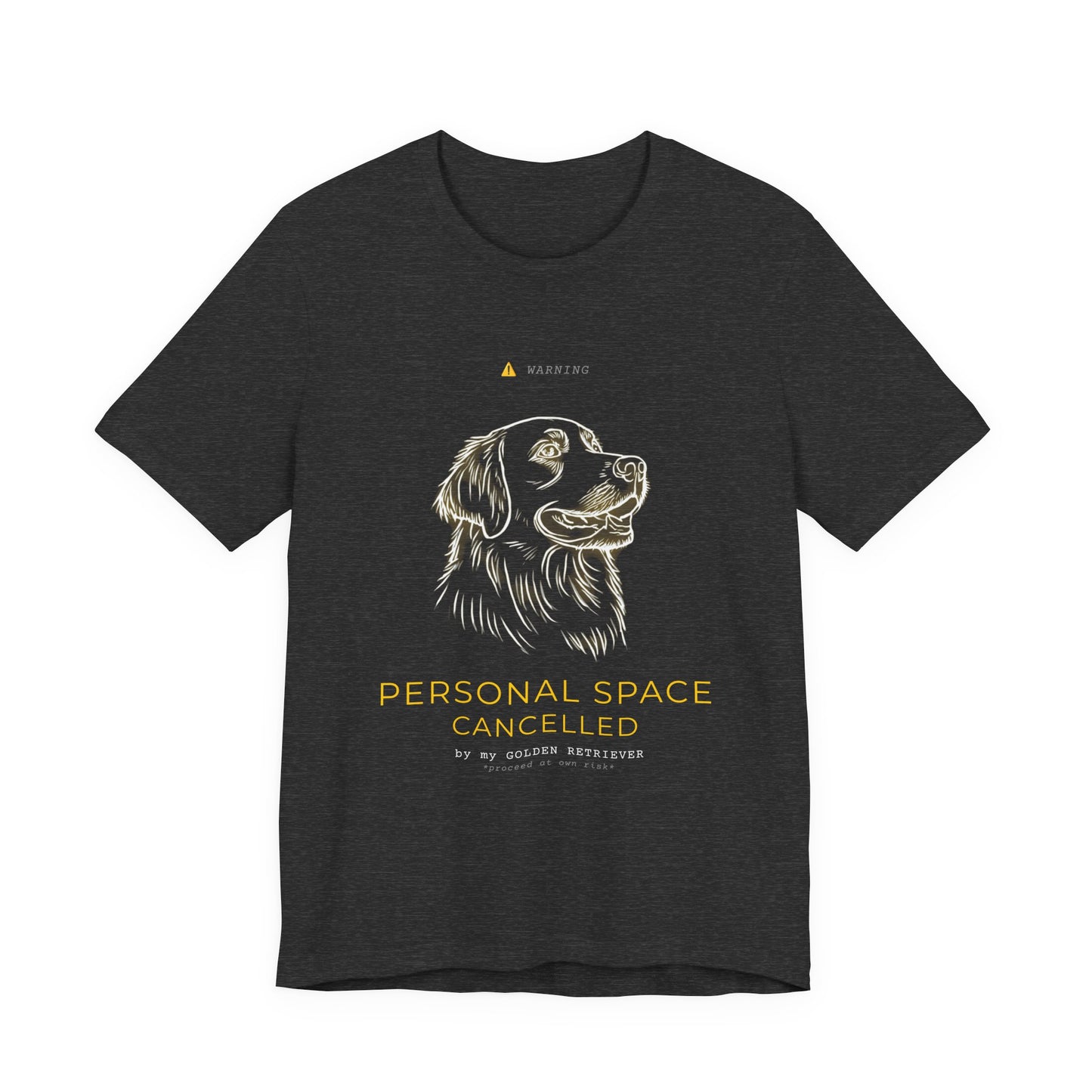 Personal Space Cancelled Golden Retriever T-Shirt — back view on model