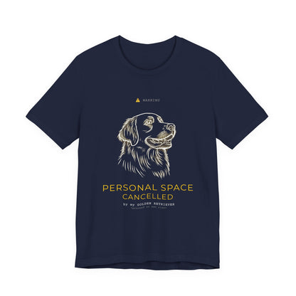 Personal Space Cancelled Golden Retriever T-Shirt — colour option, Dark Grey Heather