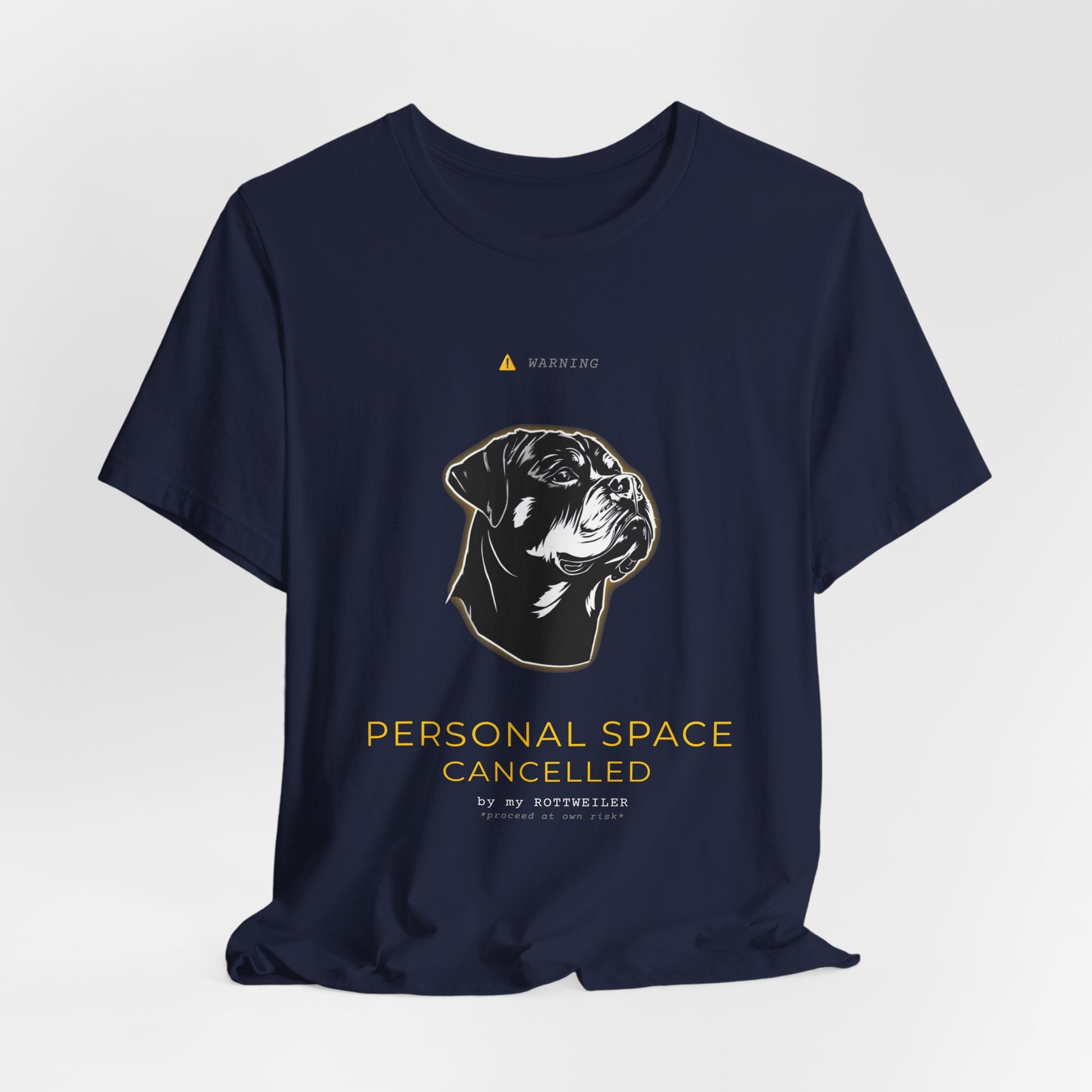 Personal Space Cancelled Rottweiler T-Shirt — size chart