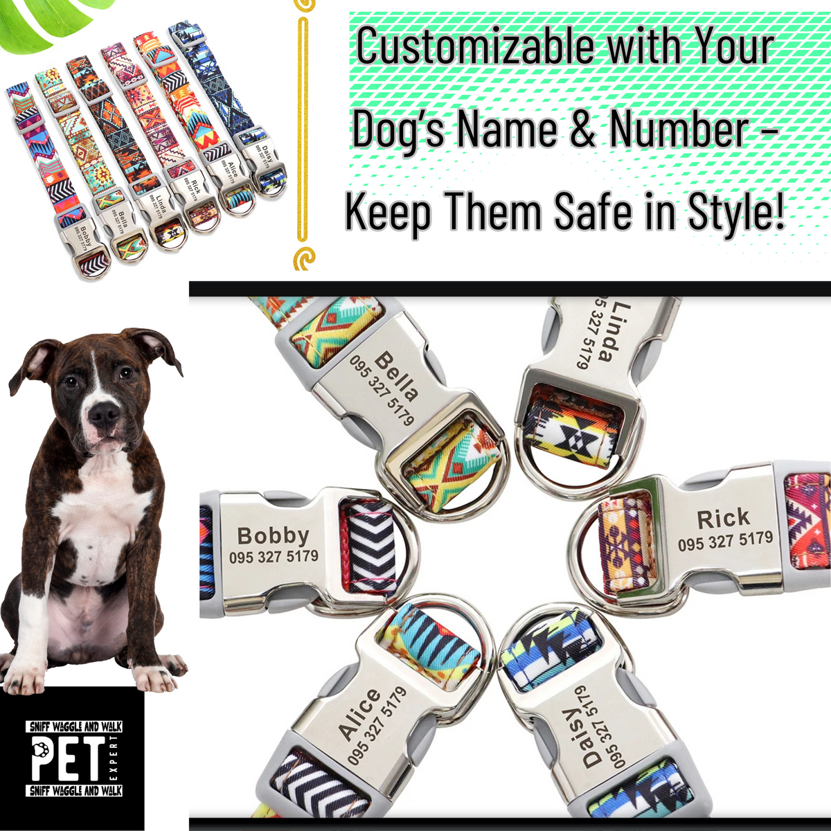 NameTag personalised dog collar boho pattern collection overview