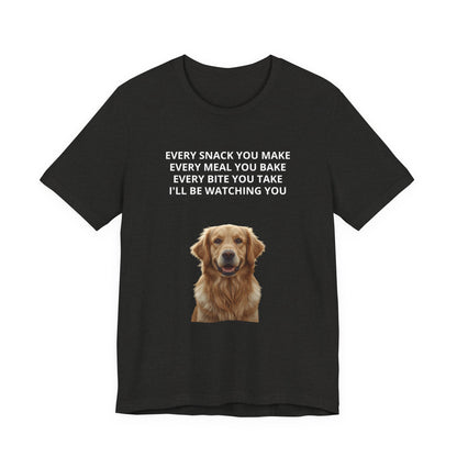 Personalized "Every Snack You Make" dog photo t-shirt in Black Heather, flat lay front view