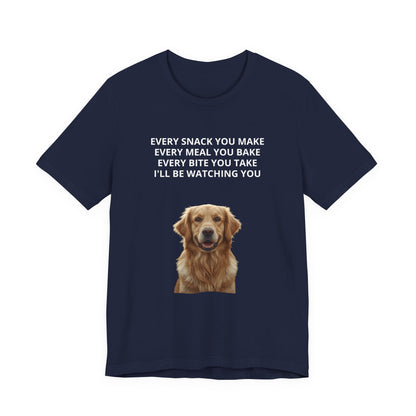 Personalized "Every Snack You Make" dog photo t-shirt in Navy, flat lay front view