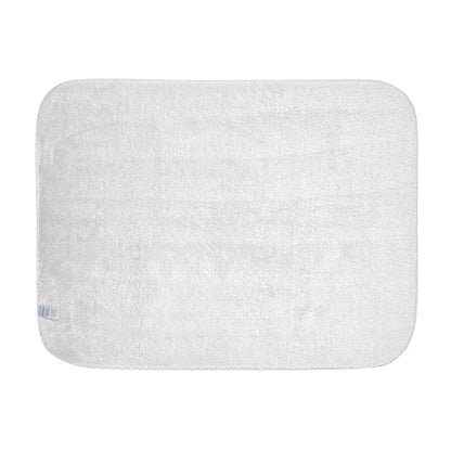 Personalized pet photo blanket showing plush sherpa fleece back