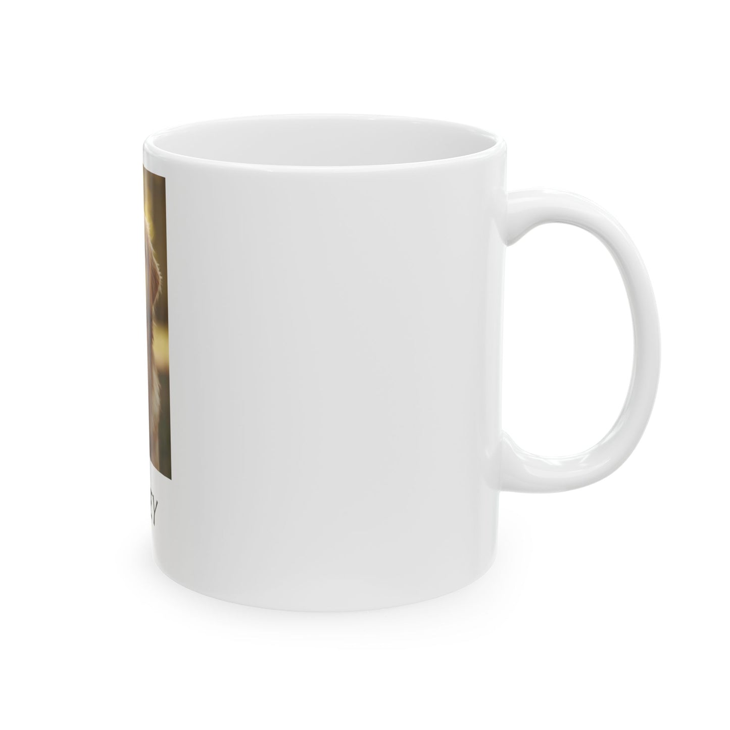 Personalized pet photo mug close up of name and photo print