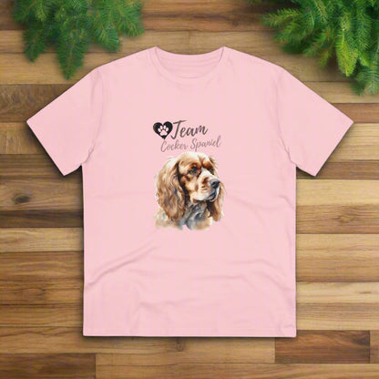 "TEAM COCKER SPANIEL" pink t-shirt cocker spaniel