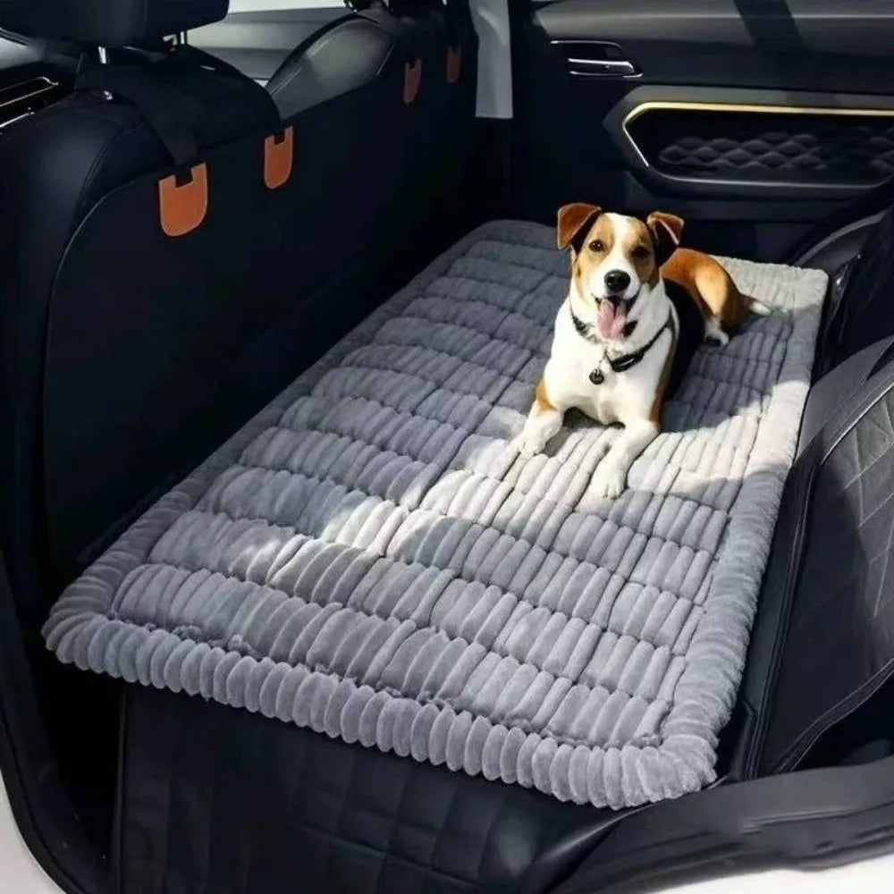 grey plaid pet seat cover protecting car backseat