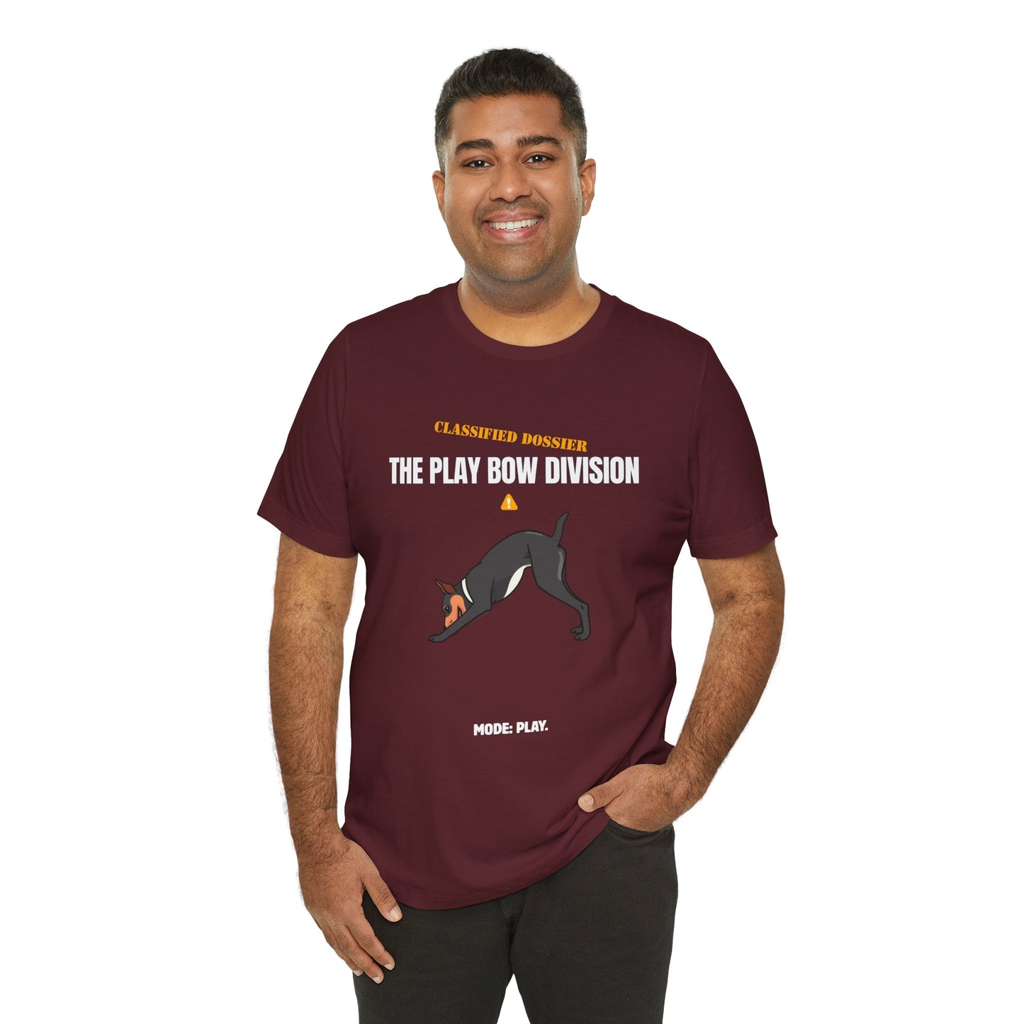 Play Bow Division dog t-shirt colour options laid out