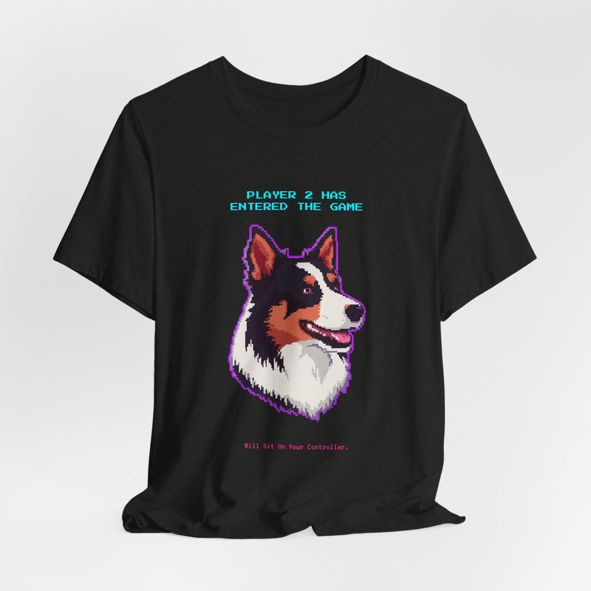 Player 2 Has Entered the Game T-Shirt - Funny Border Collie Gamer Unisex Tee - Style 15