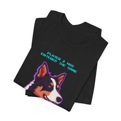 Player 2 Has Entered the Game T-Shirt - Funny Border Collie Gamer Unisex Tee - Colour Navy