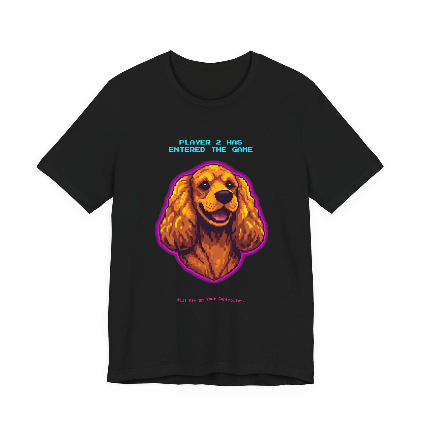Player 2 Has Entered the Game T-Shirt - Funny Cocker Spaniel Gamer Unisex Tee - Detail