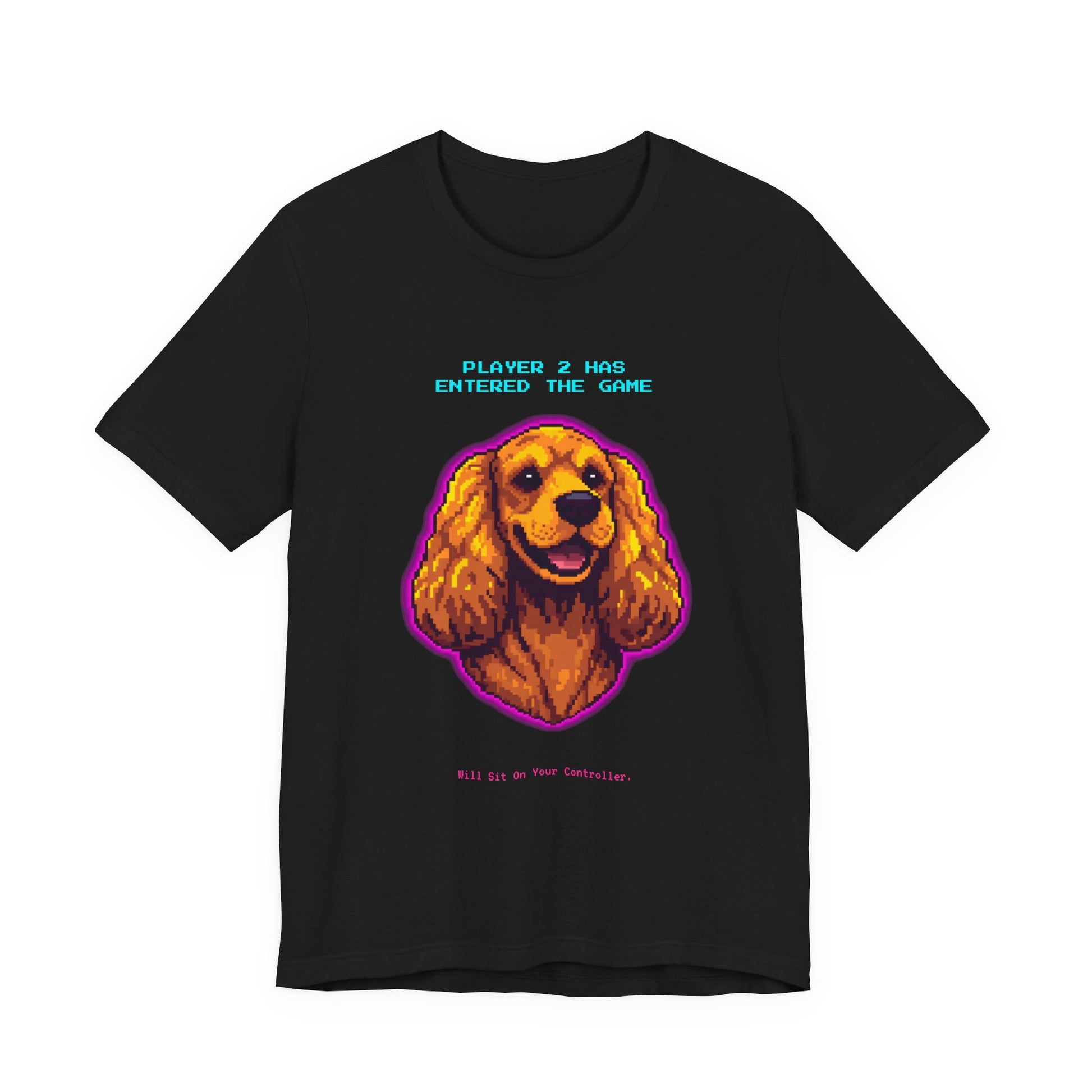 Player 2 Has Entered the Game T-Shirt - Funny Cocker Spaniel Gamer Unisex Tee - Detail