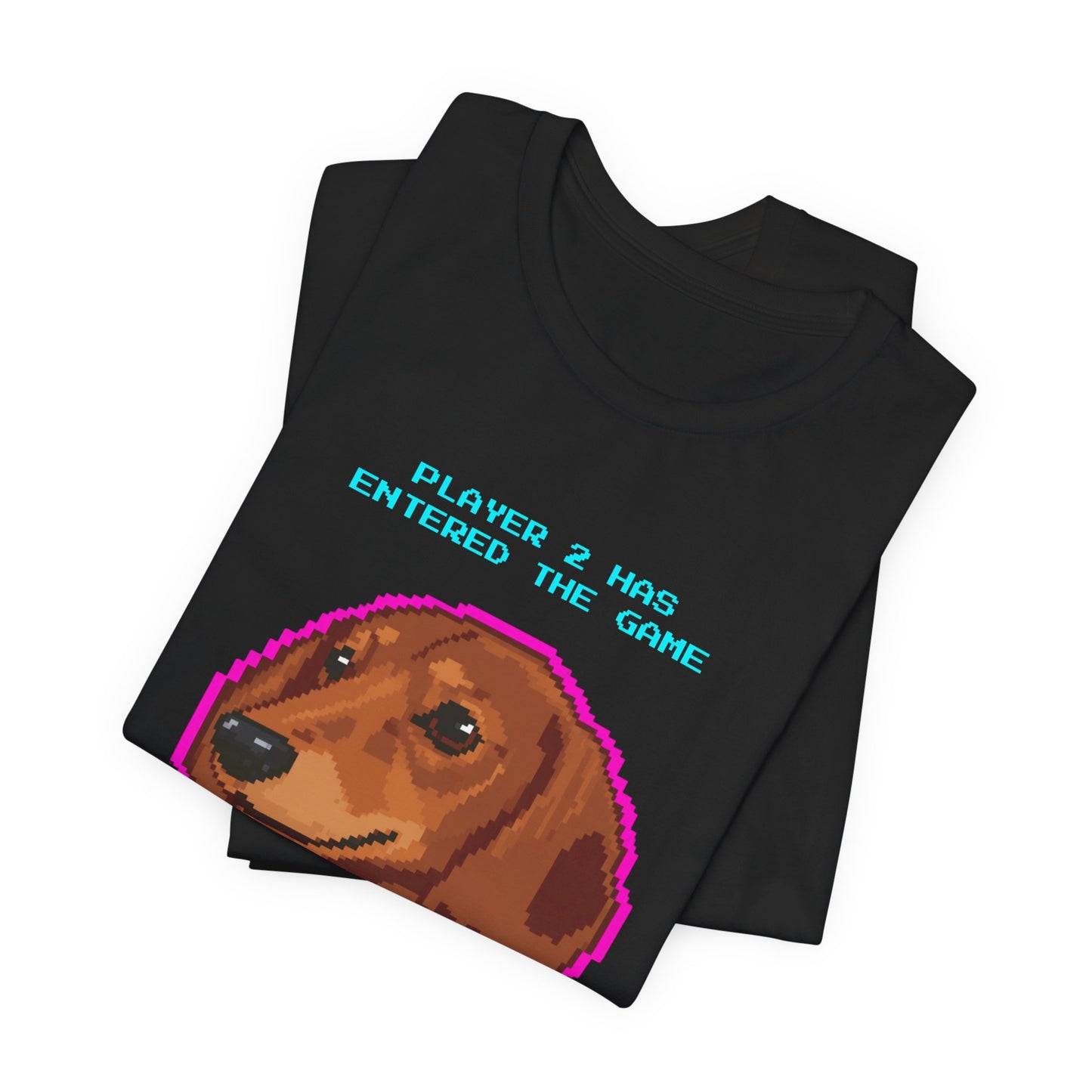 Player 2 Has Entered the Game T-Shirt - Funny Dachshund Gamer Unisex Tee - Colour Navy