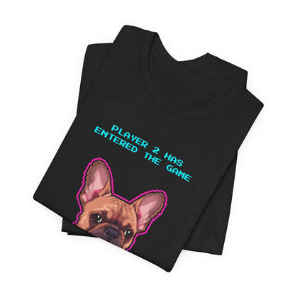 Player 2 Has Entered the Game T-Shirt - Funny French Bulldog Gamer Unisex Tee - Colour Navy