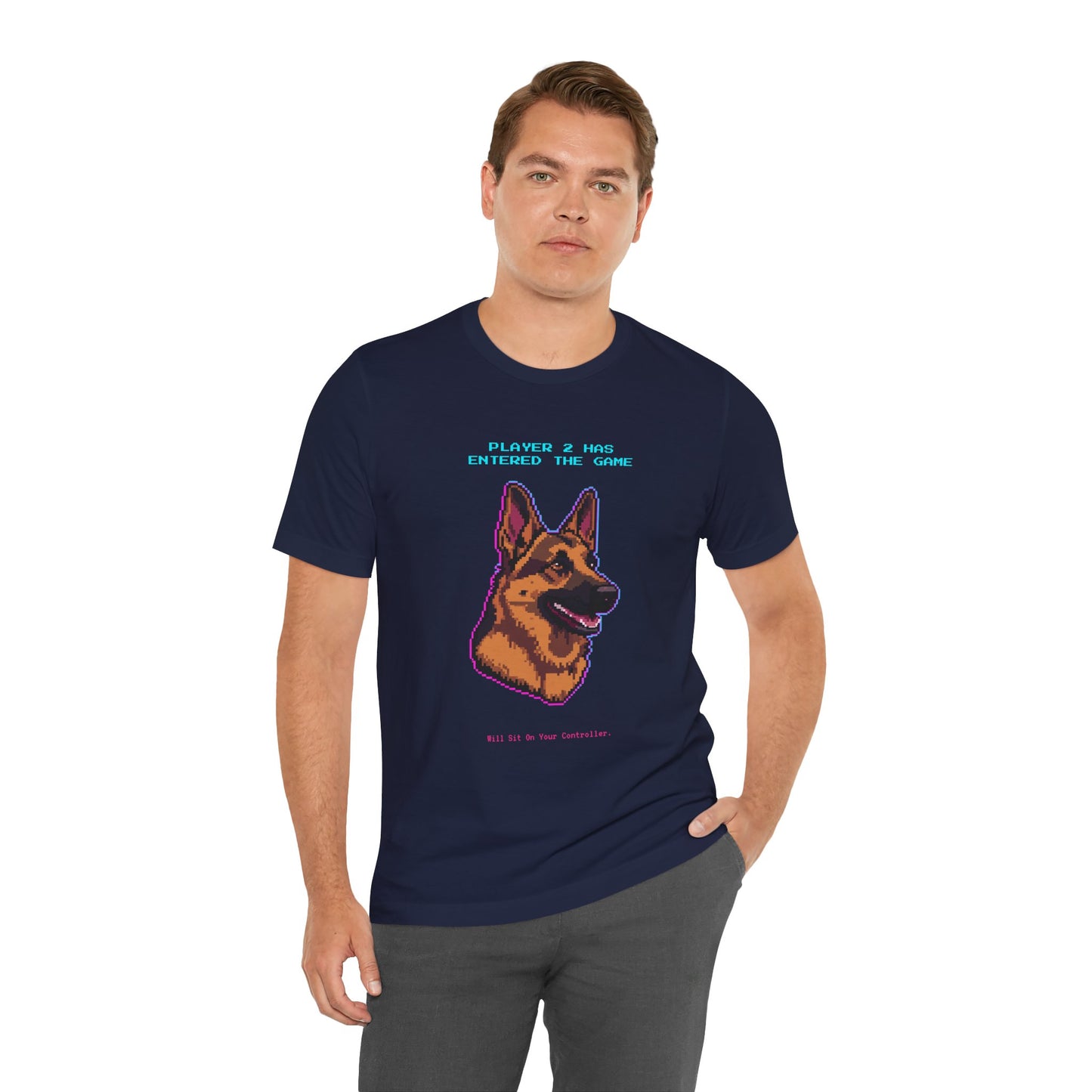 Player 2 Has Entered the Game T-Shirt - Funny German Shepherd Gamer Unisex Tee - Style 23