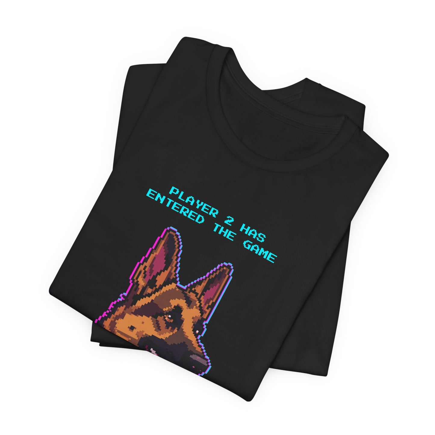 Player 2 Has Entered the Game T-Shirt - Funny German Shepherd Gamer Unisex Tee - Colour Navy