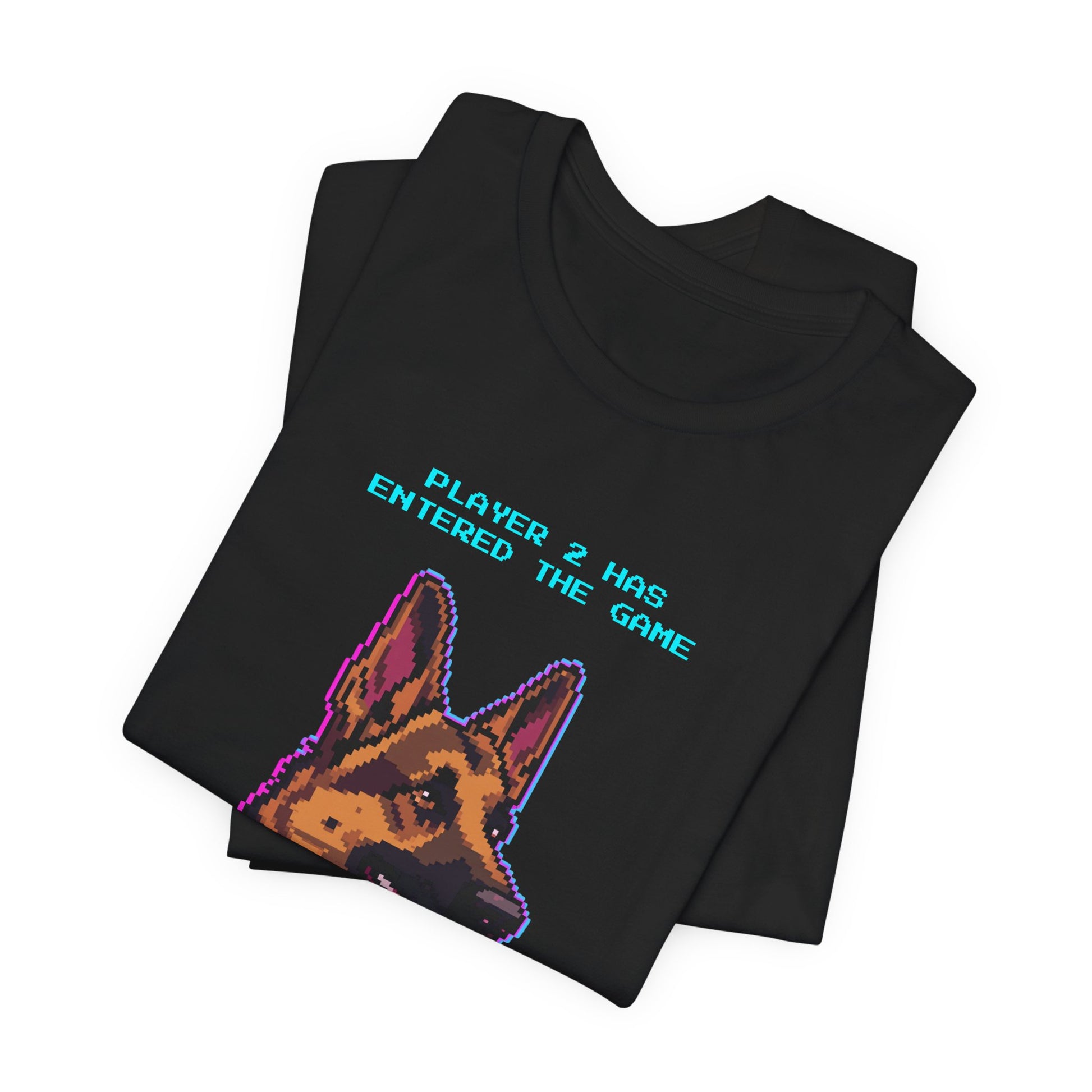 Player 2 Has Entered the Game T-Shirt - Funny German Shepherd Gamer Unisex Tee - Colour Navy
