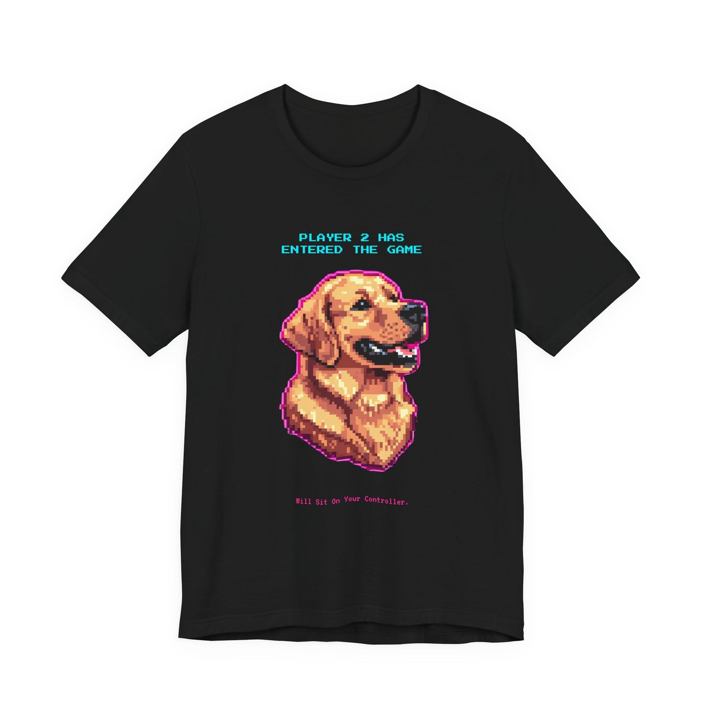 Player 2 Has Entered the Game T-Shirt - Funny Golden Retriever Gamer Unisex Tee - Detail