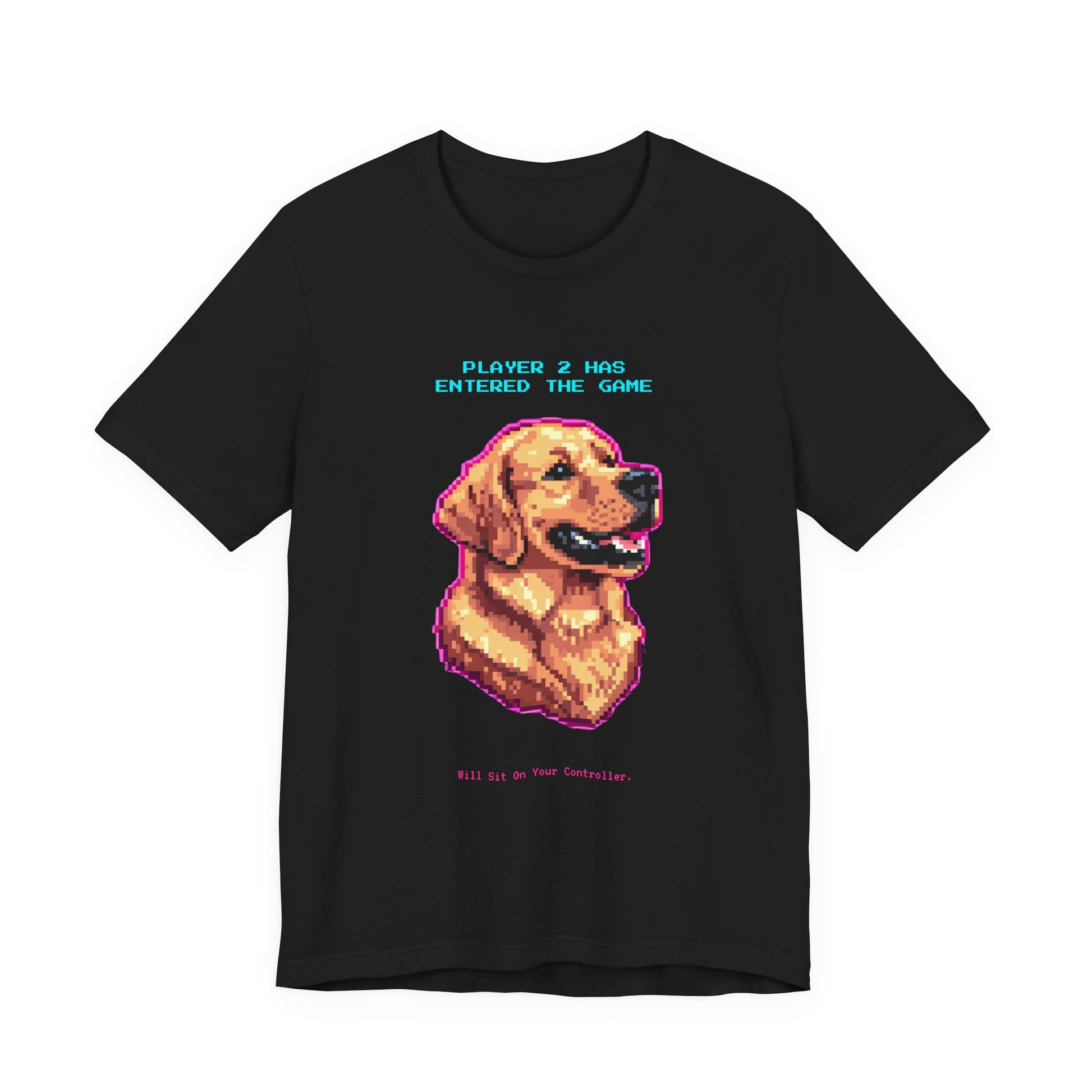 Player 2 Has Entered the Game T-Shirt - Funny Golden Retriever Gamer Unisex Tee - Detail