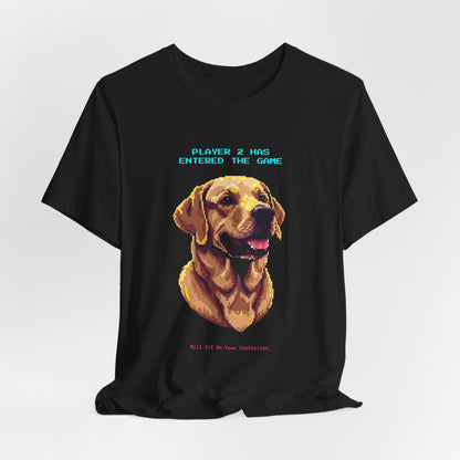 Player 2 Has Entered the Game T-Shirt - Funny Labrador Gamer Unisex Tee - Colour Dark Grey Heather