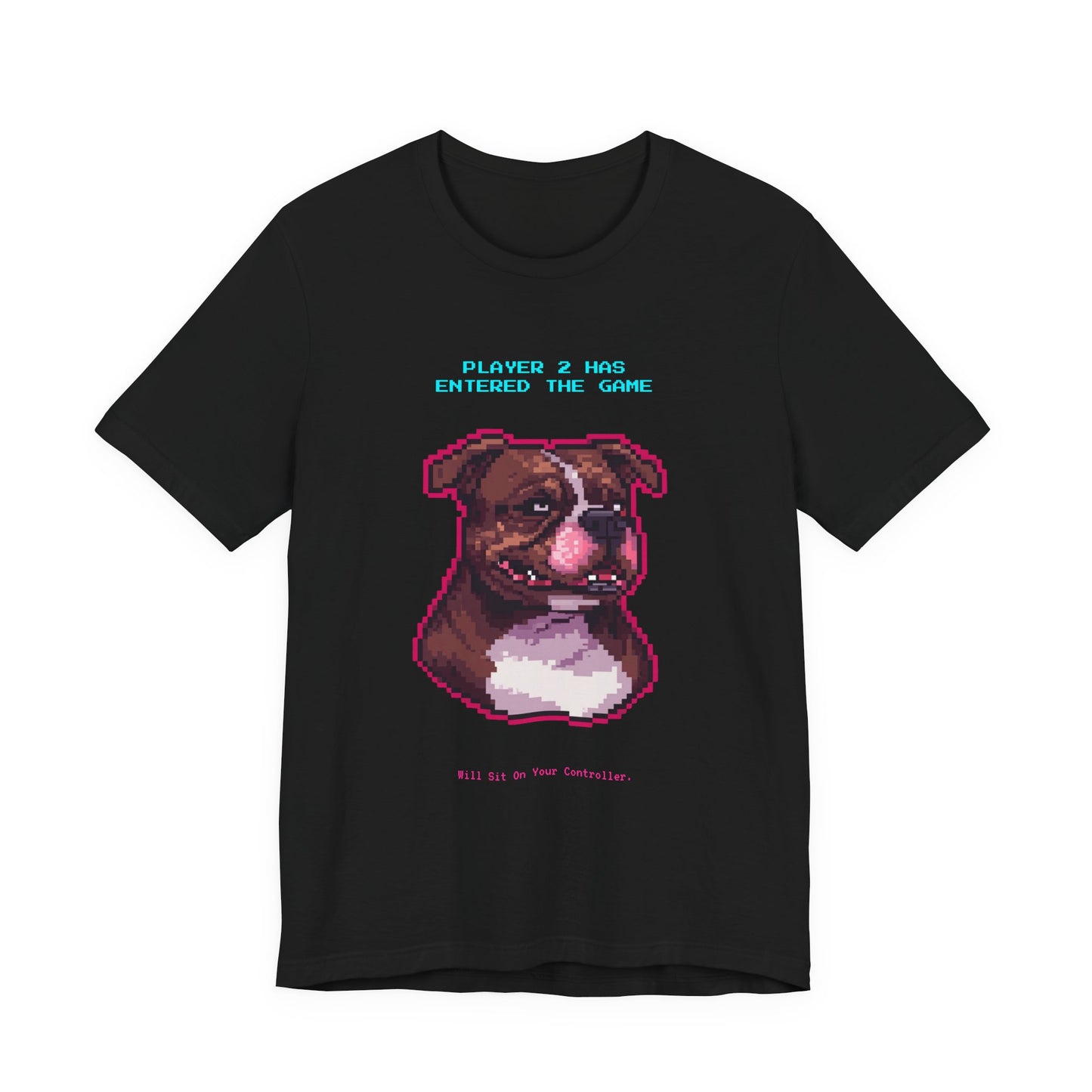 Player 2 Has Entered the Game T-Shirt - Funny Staffie Gamer Unisex Tee - Detail