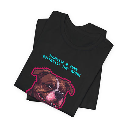 Player 2 Has Entered the Game T-Shirt - Funny Staffie Gamer Unisex Tee - Colour Navy
