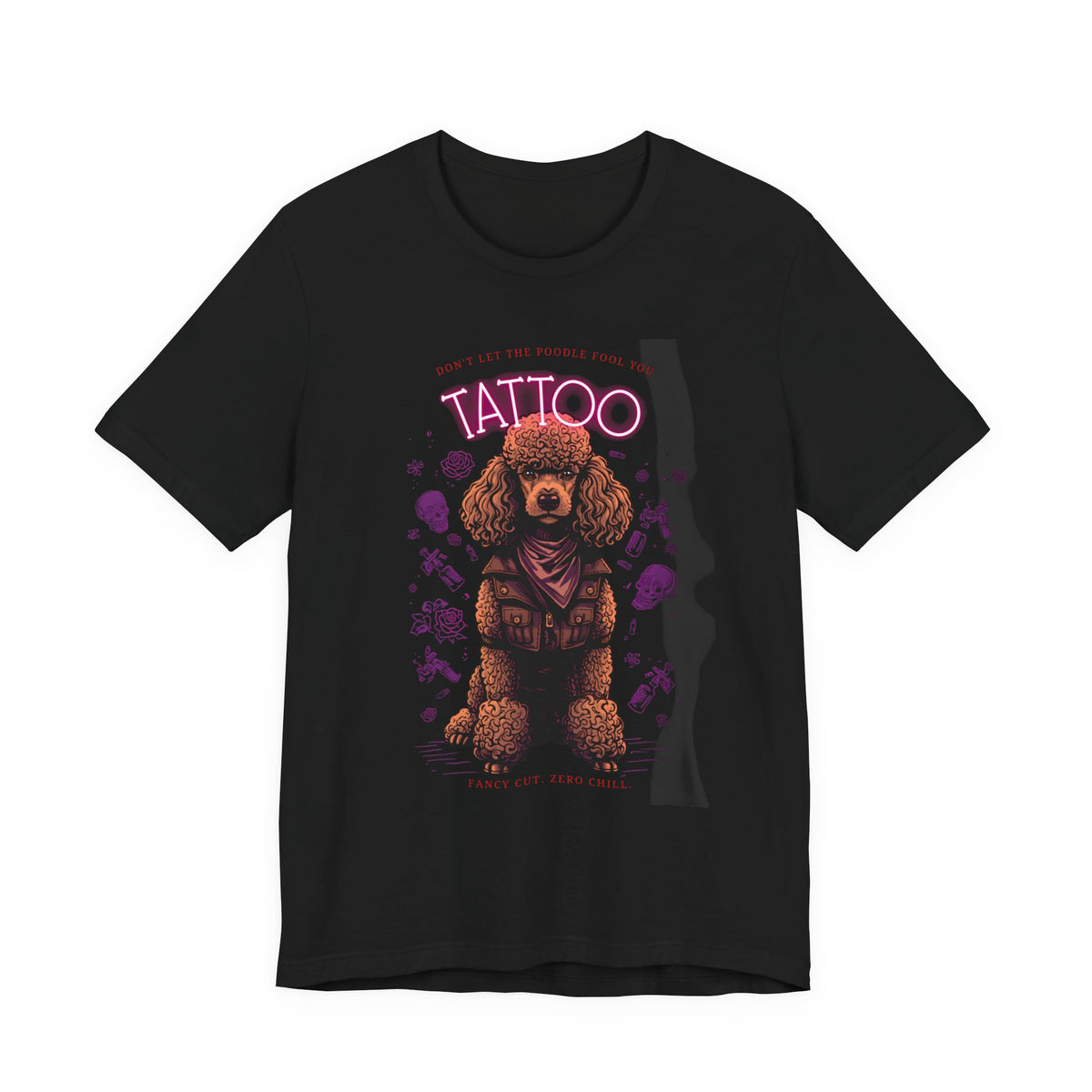 Poodle Biker Ink Shop t-shirt - black - flat lay