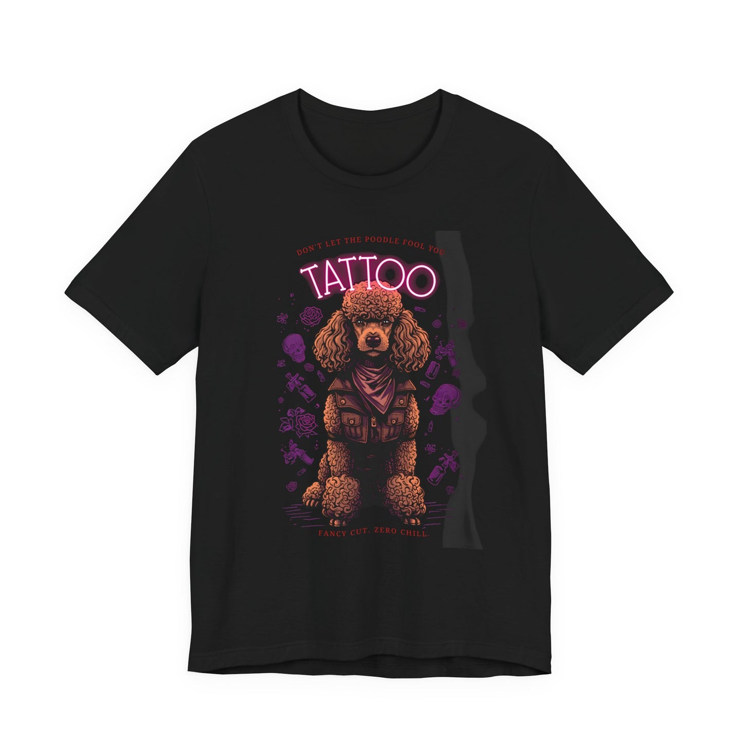 Poodle Biker Ink Shop t-shirt - black - flat lay