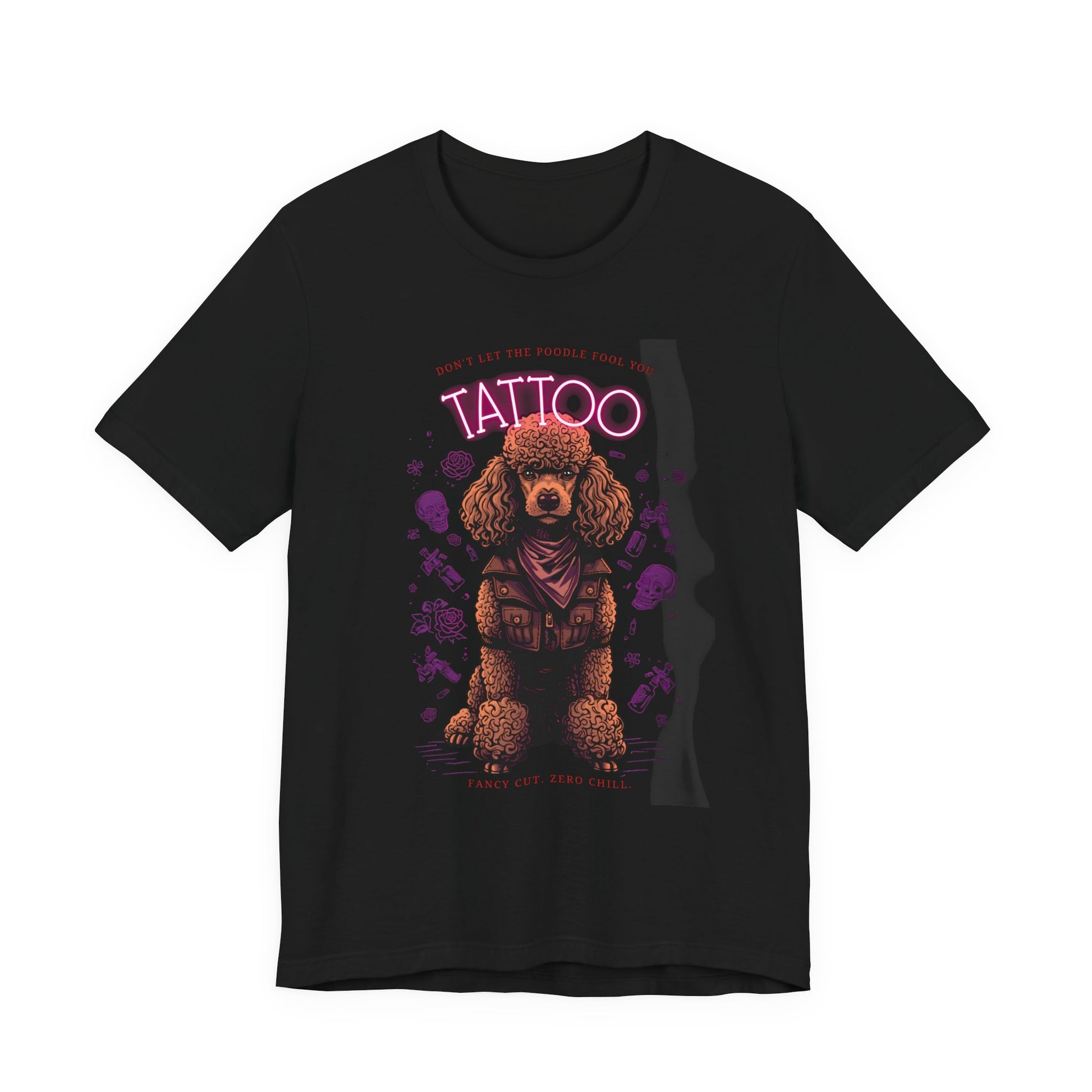 Poodle Biker Ink Shop t-shirt - black - flat lay