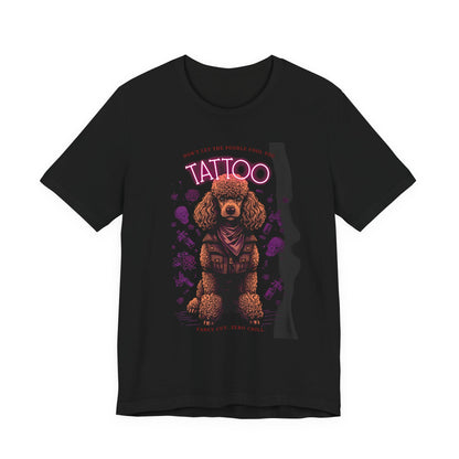 Poodle Biker Ink Shop t-shirt - black - flat lay