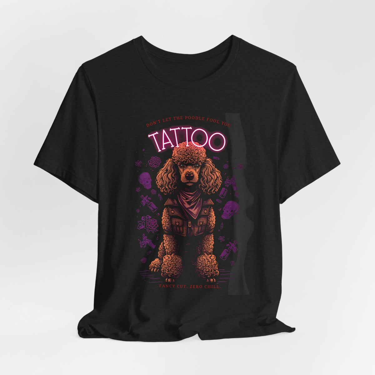 Poodle Biker Ink Shop t-shirt - black heather - back view