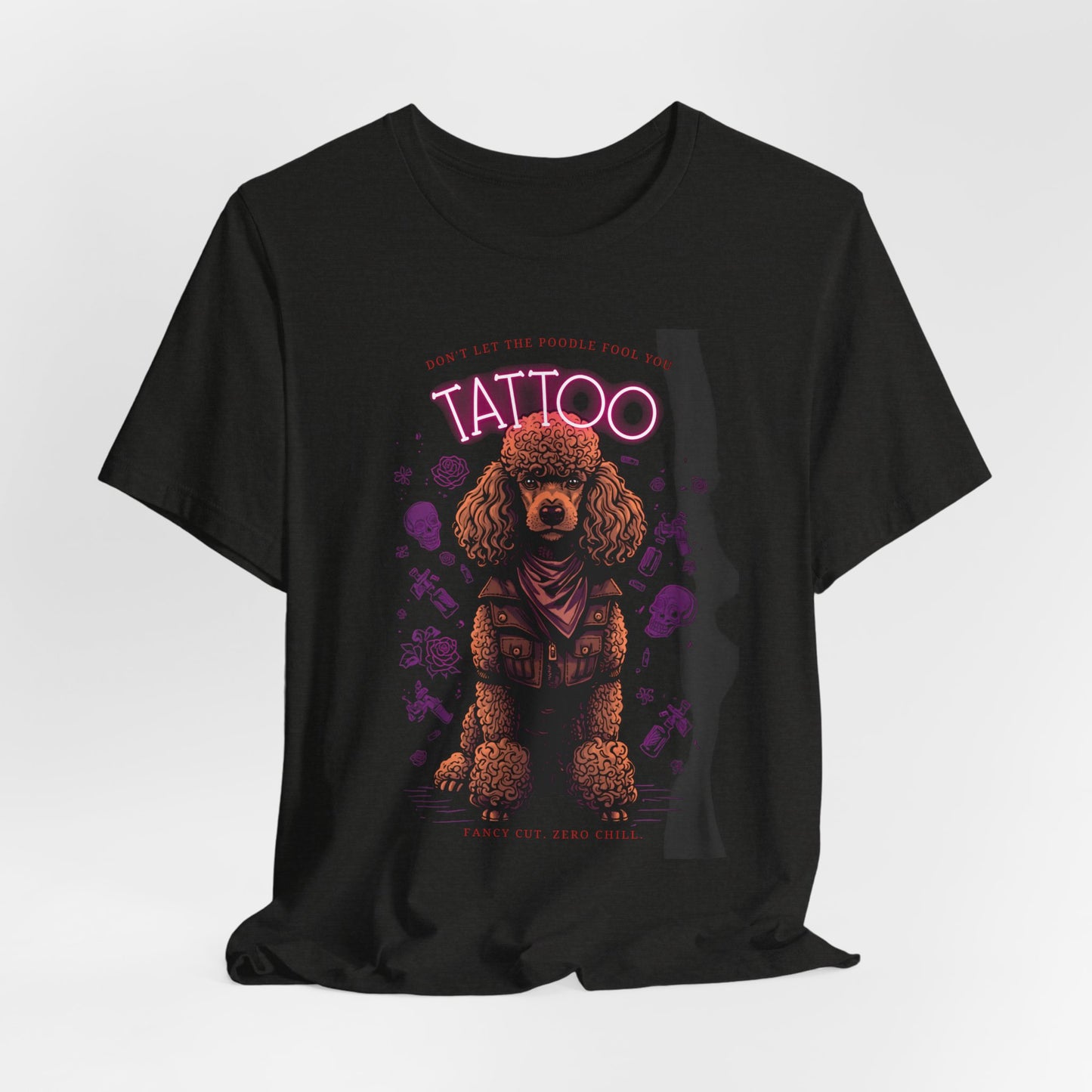 Poodle Biker Ink Shop t-shirt - black heather - back view