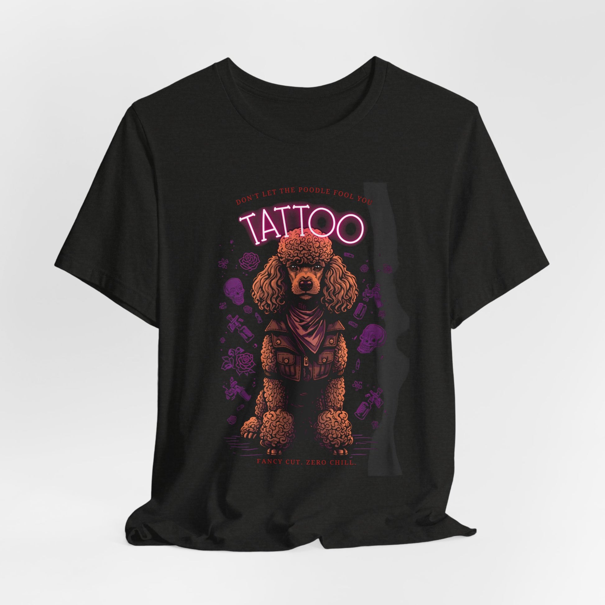 Poodle Biker Ink Shop t-shirt - black heather - back view