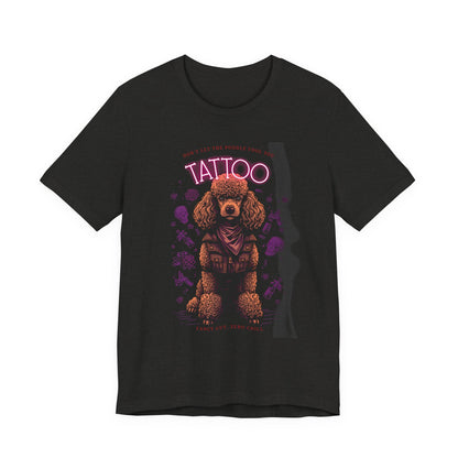 Poodle Biker Ink Shop t-shirt - black heather - front view