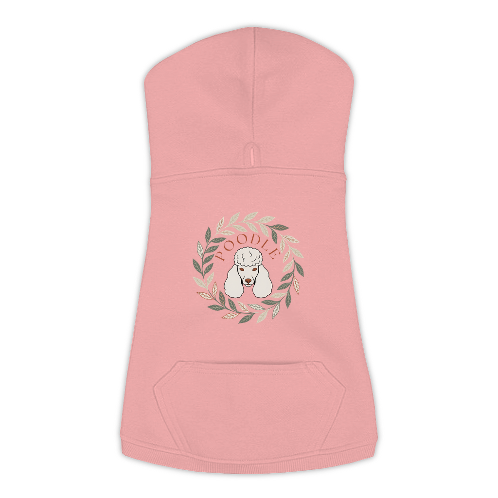 Poodle dog hoodie in Mauvelous — boho-inspired print on cosy fleece pullover, size L