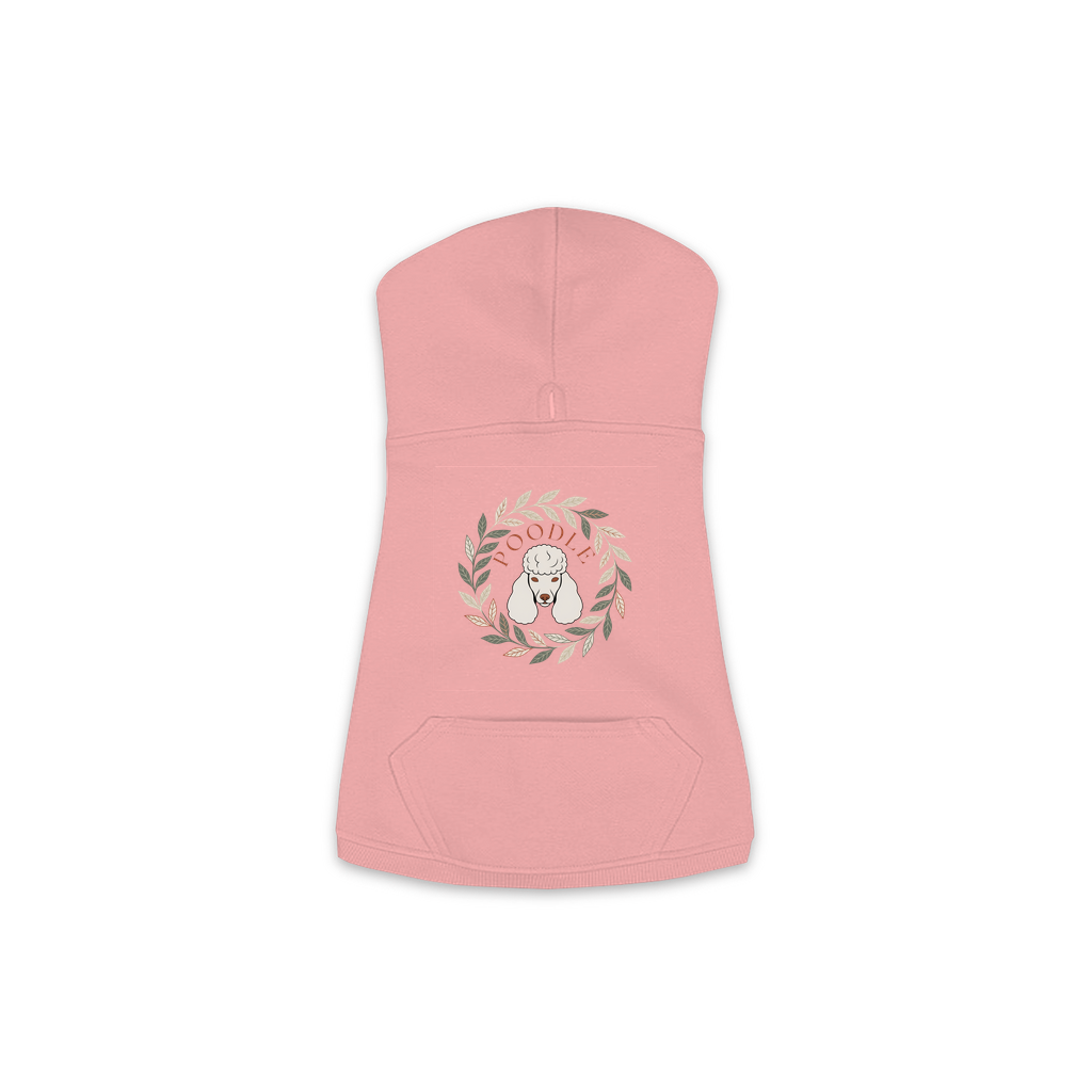 Poodle dog hoodie in Mauvelous — boho-inspired print on cosy fleece pullover, size S